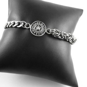 Vintage Harley Davidson Bracelet Steel Chain Links Chainmail Unisex Jewelry